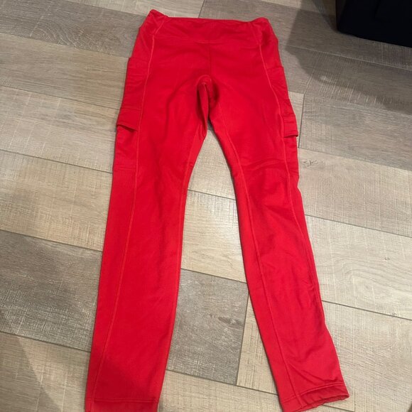 PINK ACTIVE WOMENS RED LEGGINGS MEDIUM - Picture 1 of 7